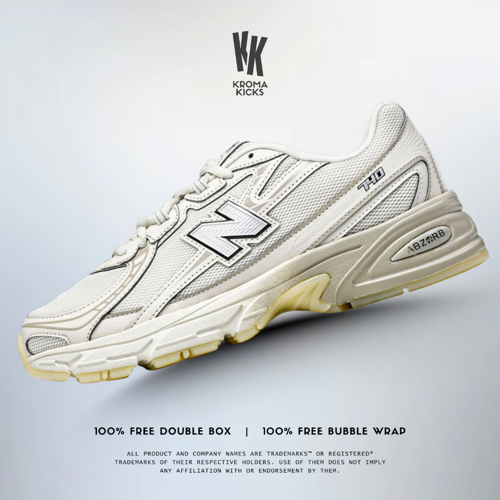 NB Balance 740 Lunar New Year White Light Beige Sneaker Sepatu U740LN1 (Size 36-45)