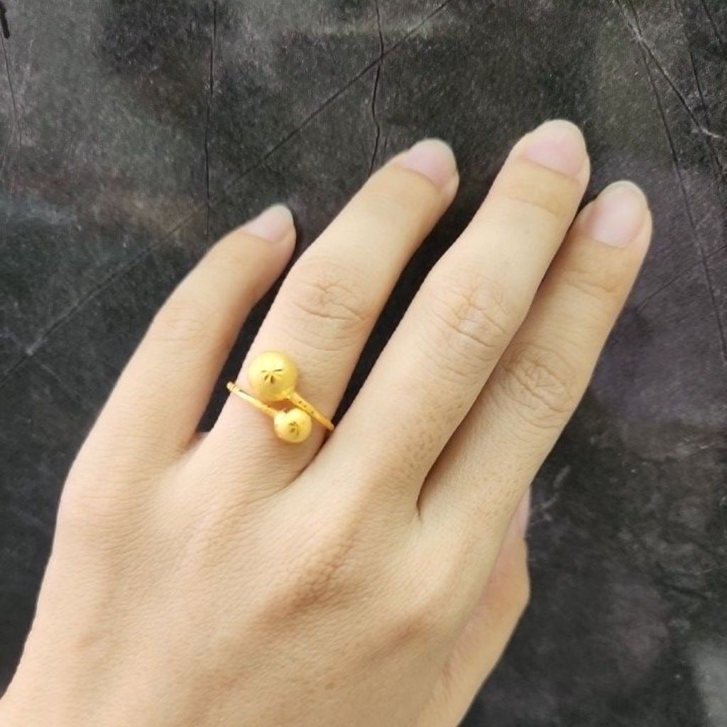 cincin wanita model 2 bola emas asli kadar 700