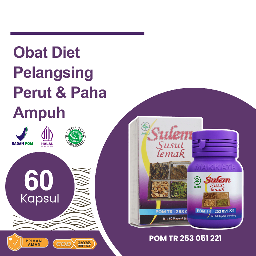 PELANGSING HERBAL Ampuh SULEM SUSUT LEMAK Original Kapsul Diet Detok Perut Buncit Wanita