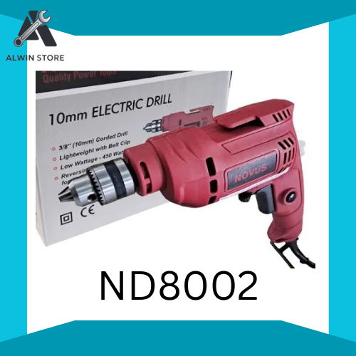 Bor Listrik NOVUS ND8002 10mm – Electric Drill Tangan 450W Mesin Bor Tembok & Kayu