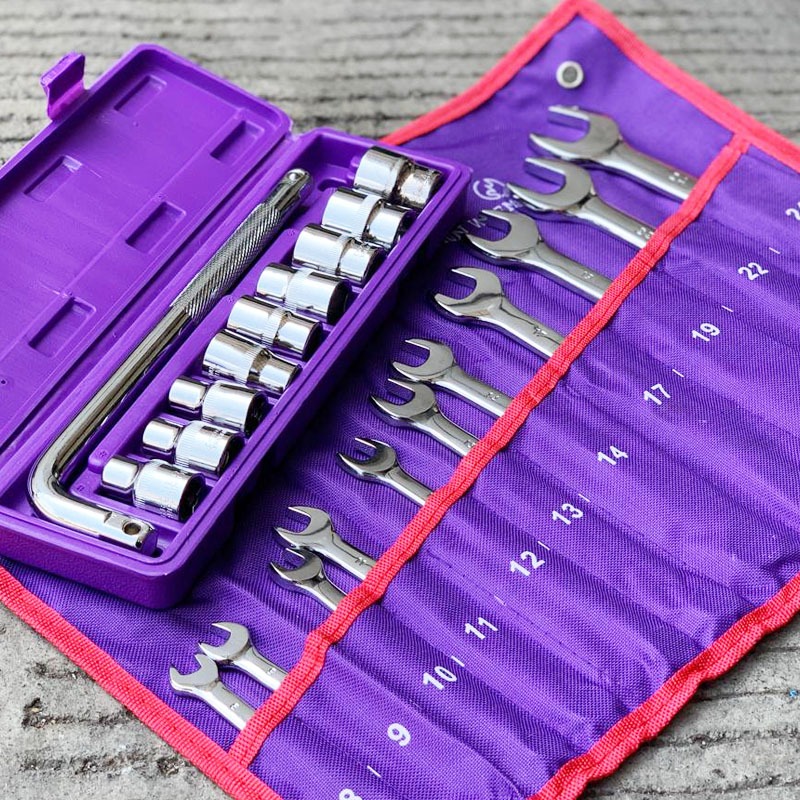 Paket murah kunci ring pas set 11 Pcs 8-22mm kombinasi diamond + kunci shock set 10pcs TEKIRO 1/2 6p