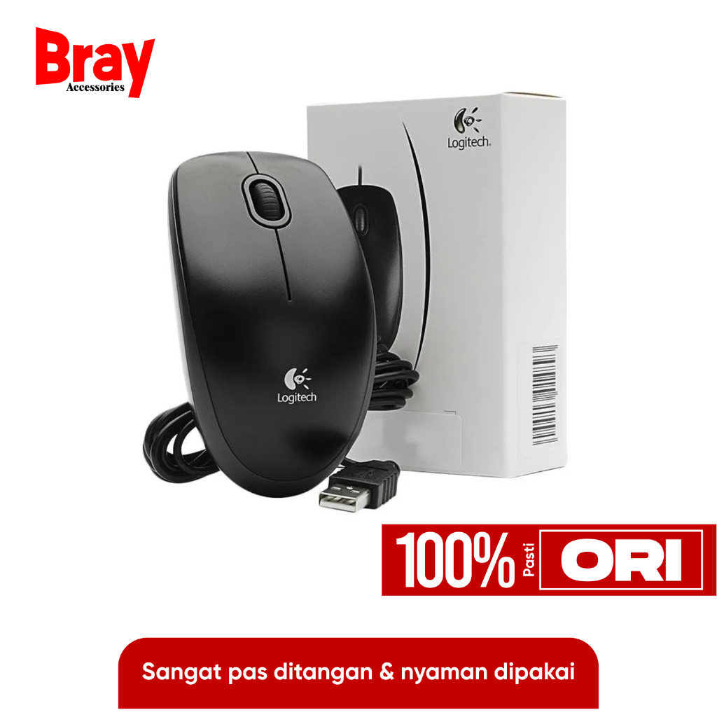 Mouse Logitech B100 USB Optical | Mouse Kabel Komputer & Laptop Original