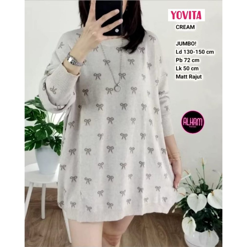 ATASAN BLOUSE JUMBO/YOVITA/BLOUSE WANITA RAJUT JUMBO LD 150 CM FIT XXXXL