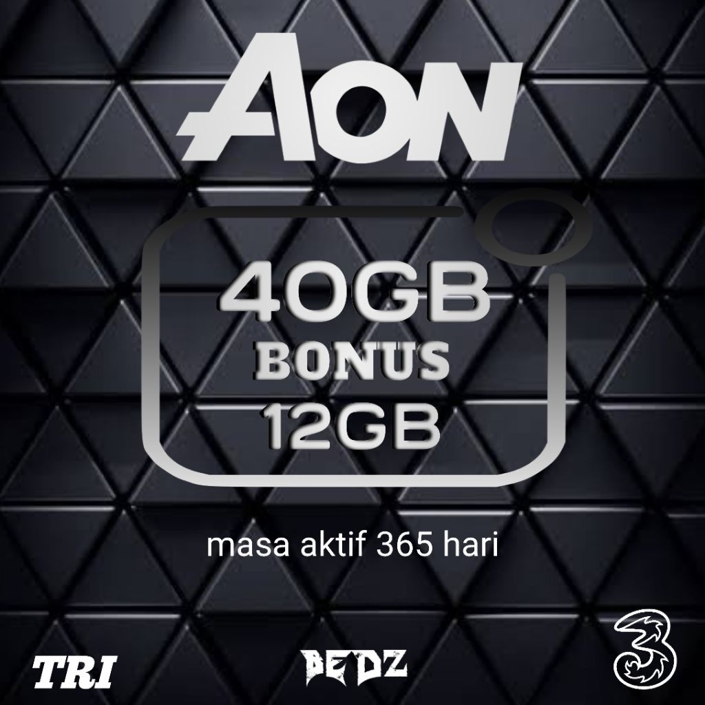 Kuota tri Aon 40GB Bonus 12GB||Promo kuota tri