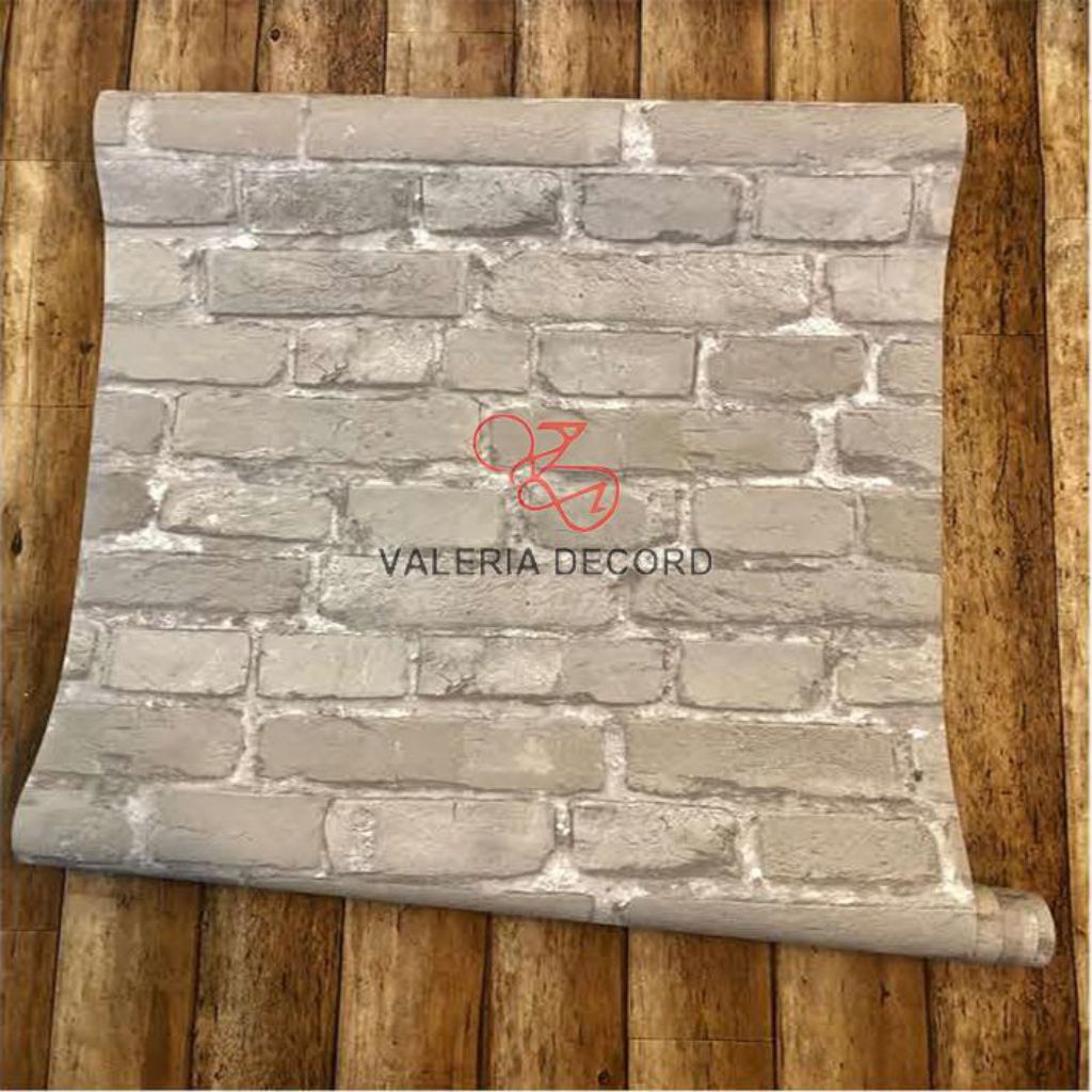 Wallpaper Dinding Motif Batu Bata Putih 3D Vinyl Anti Air - Roll Kecil 0.53x10m - Sky Fall SF20 Seri