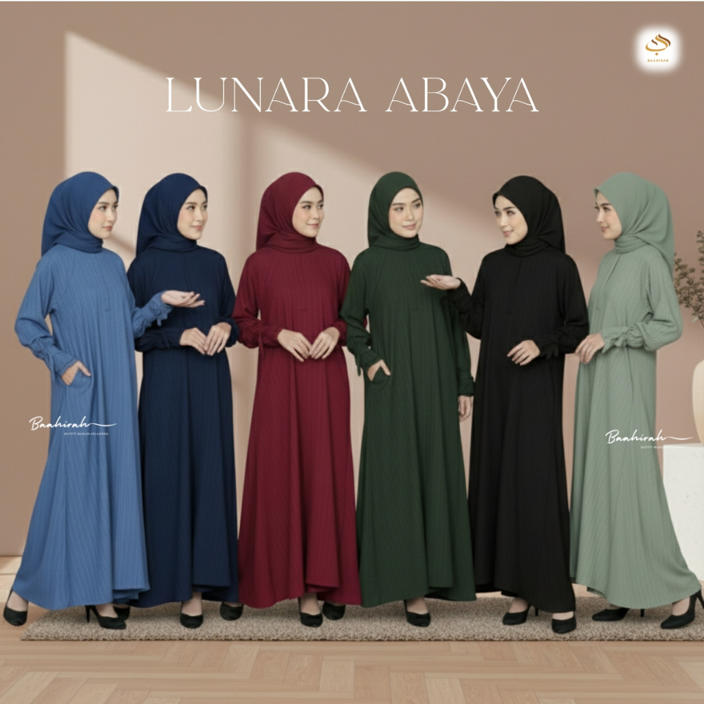 Baahirah - Lunara Abaya 2026 Denim I Sage Green | Sarimbit Keluarga | Couple Ibu Anak Sage Green |