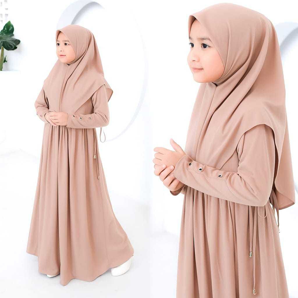 TERMURAH Gamis Anak Viral - Gamis Dress Anak Remaja Tanggung Syar'i Warna Putih Hitam Maroon coksu