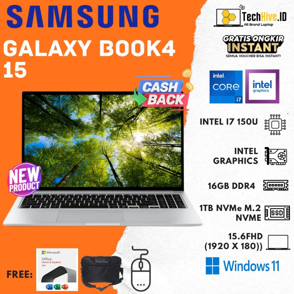 Laptop Samsung Galaxy Book4 15 CORE I7 150U 16GB 512GB W11 15.6FHD