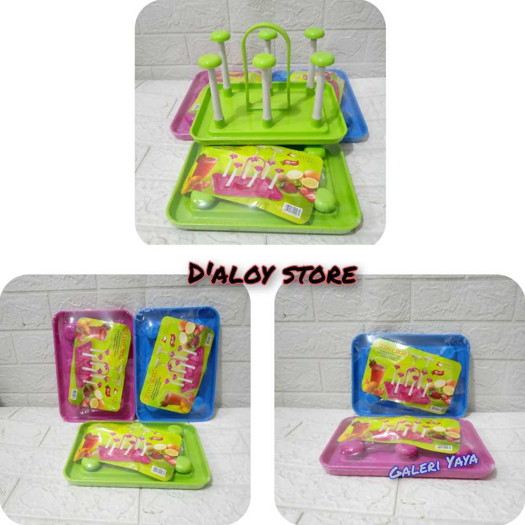 Tempat Gelas 6 Set /Wadah Gelas Plastik/Rak Gelas/Stand Gelas