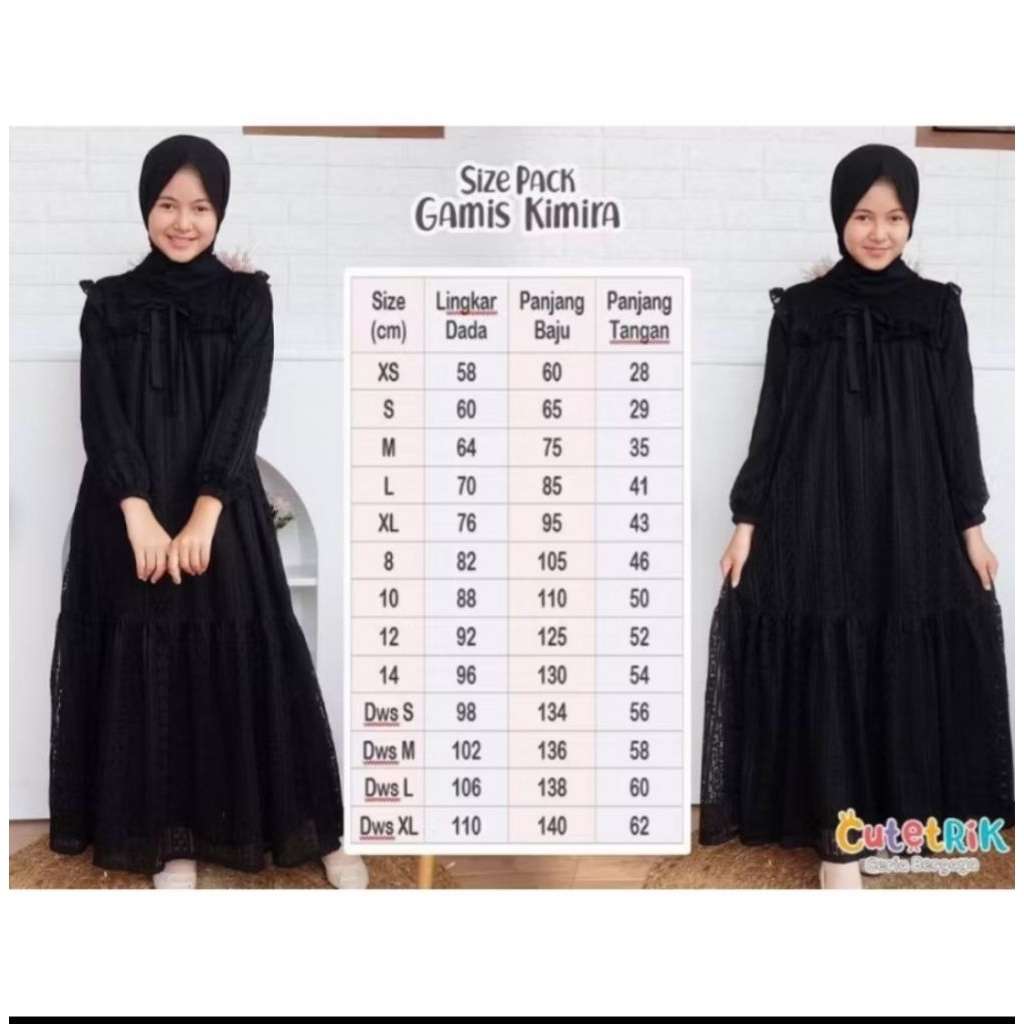 Gamis Hitam Borkat Anak Perempuan Cutetrik Gamis Kimira Remaja