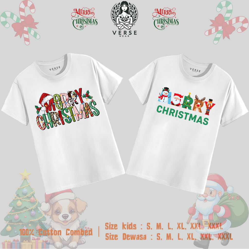 Baju Kaos ANAK DAN DEWASA Family 3 Dan 4 NATAL CHRISTMAS COUPLE keluarga