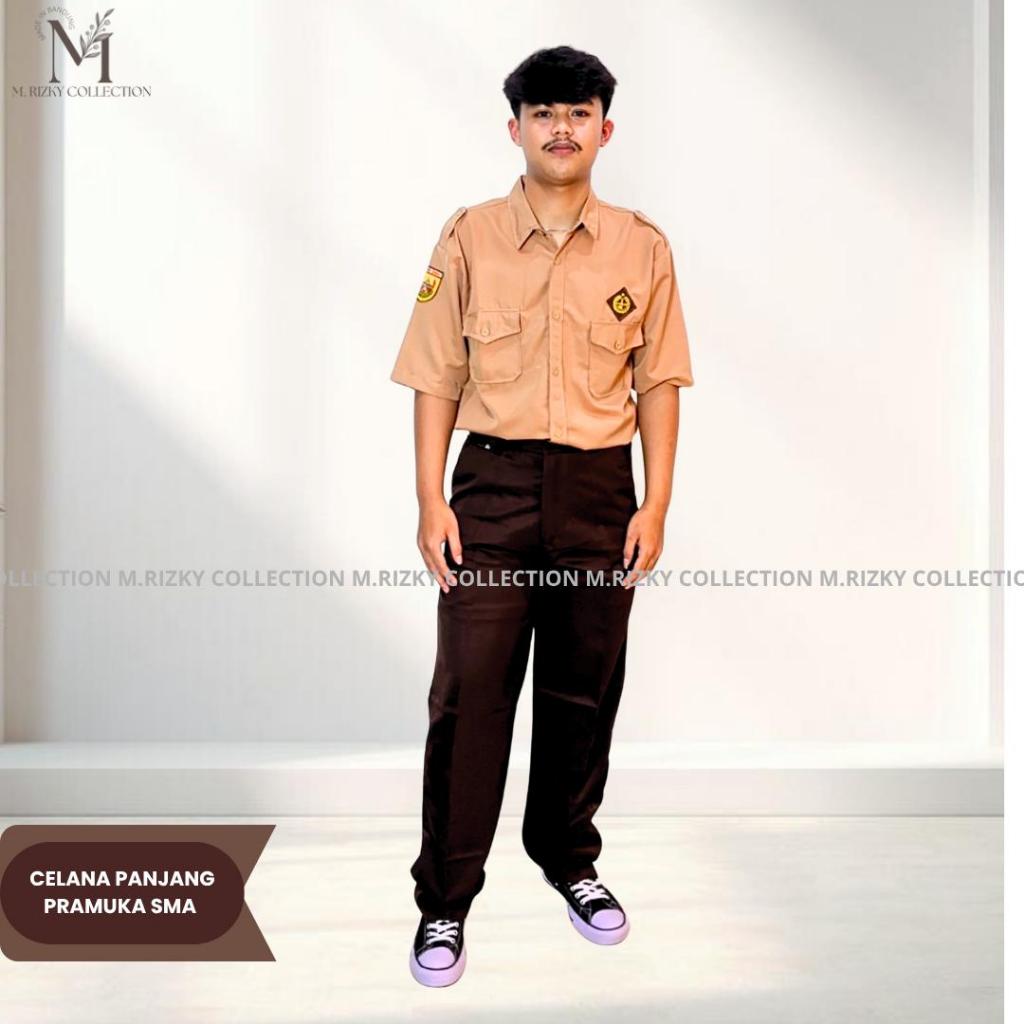 CELANA PRAMUKA SMA Celana Pramuka Laki-laki Panjang Celana Coklat Tua Celana Pdl Cargo Kempol