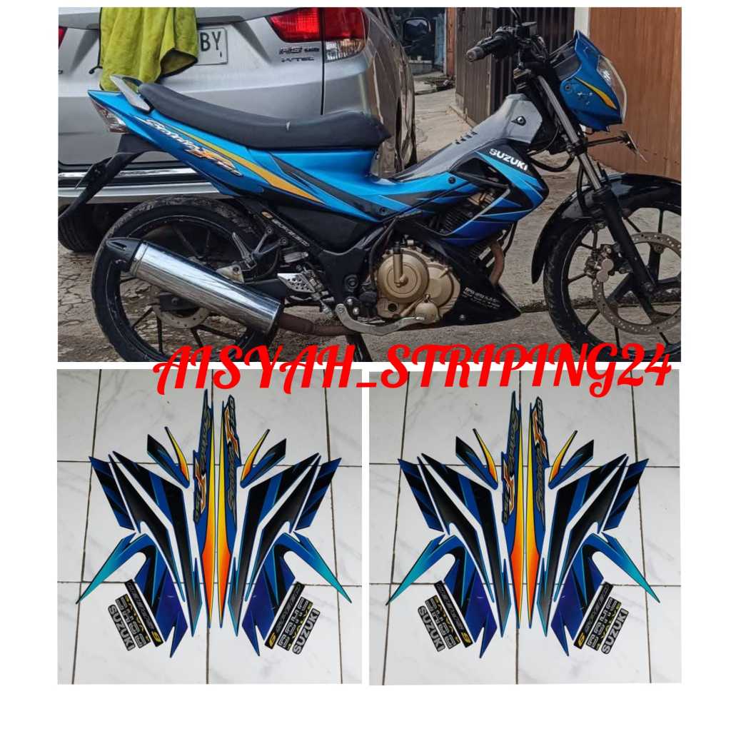 STIKER STICKER STRIPING LIS LES POLET BODY MOTOR SUZUKI SATRIA FU 150 2008 BIRU HITAM