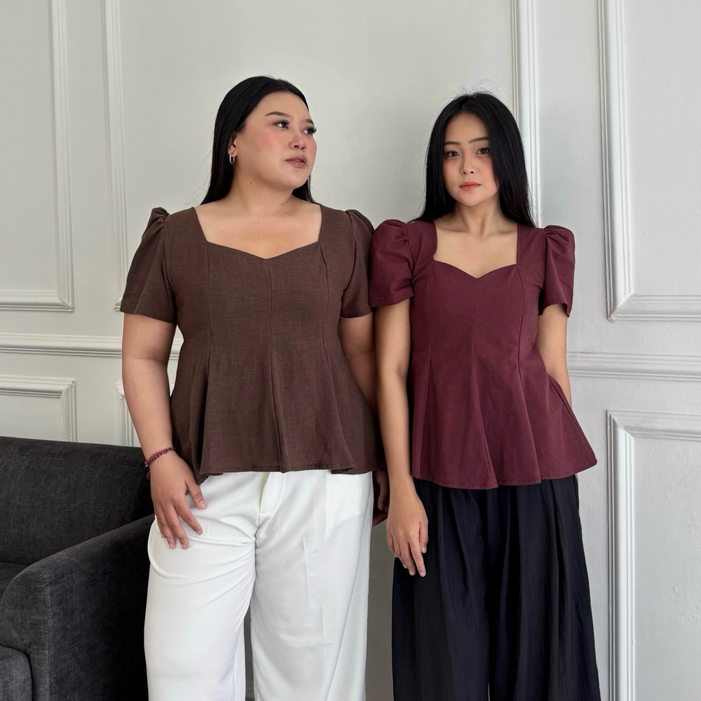 WATASHI || ESME BLOUSE || Blouse wanita, Blouse linen, Top linen, Atasan linen wanita