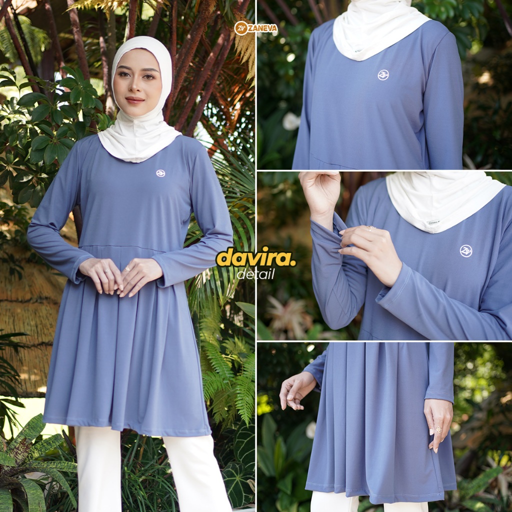 Zaneva Sport – Davira Top Tunik | Inner Manset Rok Olahraga | Atasan Tunik | Baju Olahraga Wanita