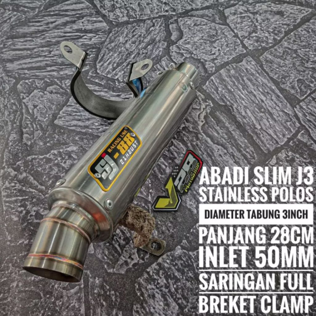 Knalpot SJ88 Silincer type Abadi Slim J2 / J3 Stainless Polos Silinser Original SJ-88 Racing Exhaust