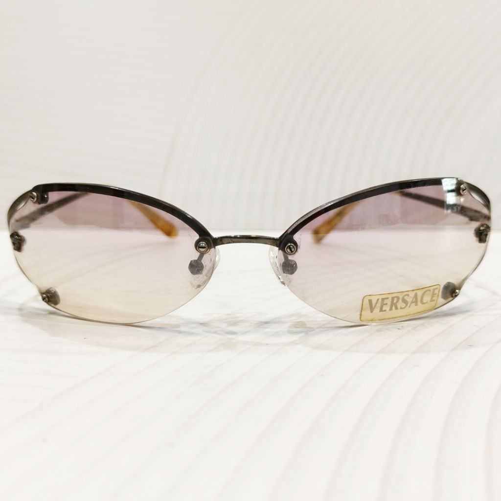 Kacamata Versace Medusa Vintage MOD N37 Rimless Sunglasses Fashion Mewah Original Asli Unik Langka