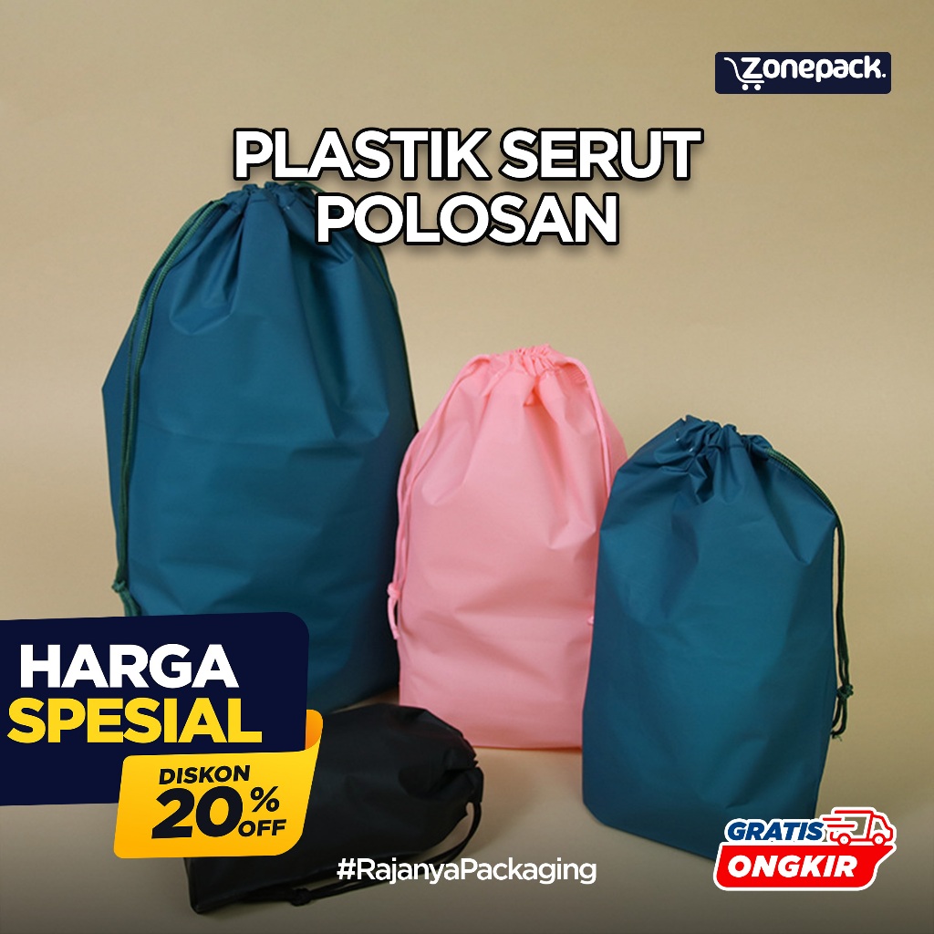 Travel Pouch Plastik Polos | Drawstring Tas Serut| Kantong Serut Kosmetik | Tas Serut Pouch Bag
