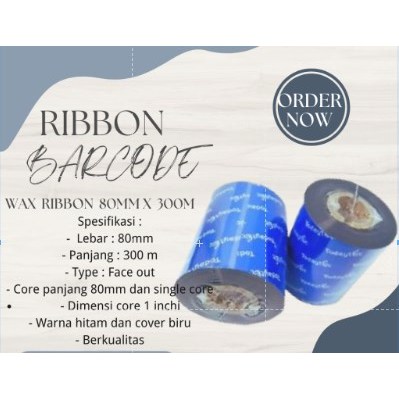 Ribbon Barcode Wax / Wax Ribbon Barcode / Wax 80 MM x 300 M Face Out