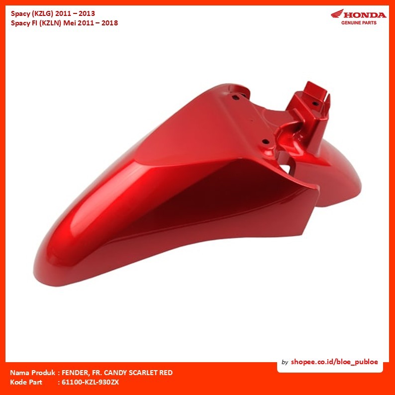 Spakbor Depan Merah Honda Spacy/FENDER, FR. CANDY SCARLET RED/61100KZL930ZX