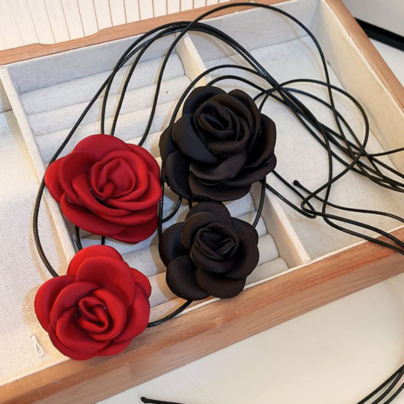 Kalung Choker Bunga Hitam Mawar Fashion Korea Kalung Wanita Korean Style Choker Flower