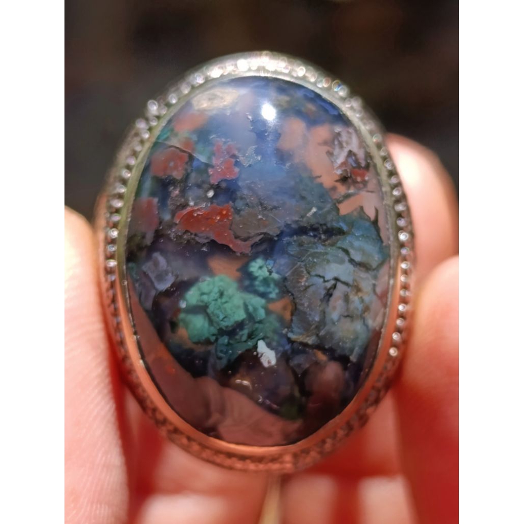 cincin batu akik pancawarna super kembang  lain phyrus garut bacan doko