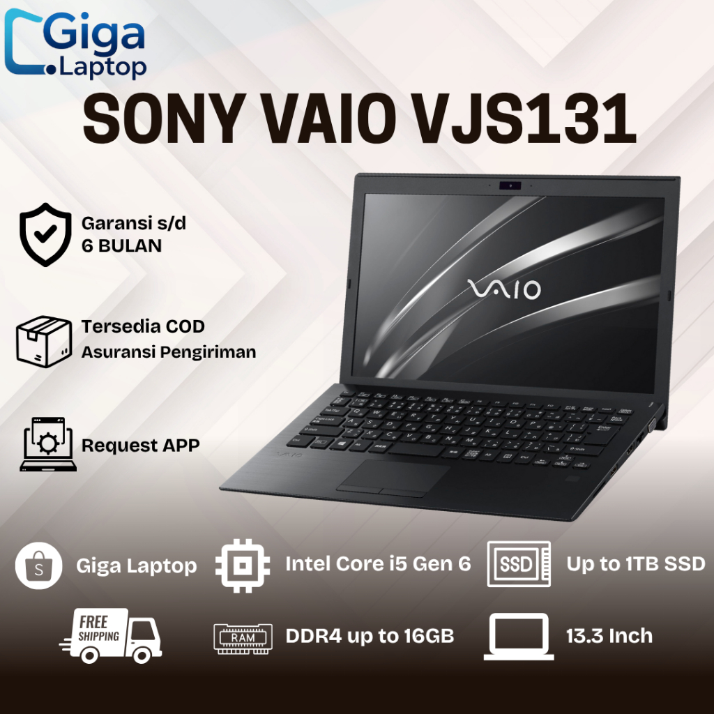 Laptop Sony Vaio VJS131 VJPJ11 Core i5 Gen 8 RAM 8GB SSD 1TB - Second Slim Bergaransi