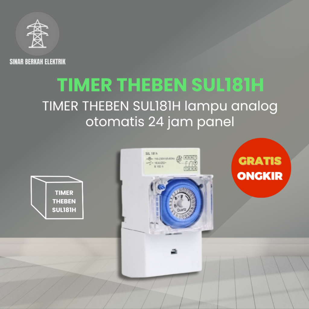 TIMER THEBEN SUL181H LAMPU ANALOG OTOMATIS 24JAM PANEL TIMER THEBEN SUL181H