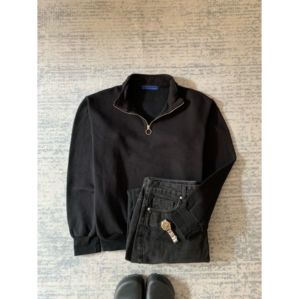 halfzip black x POLO assn ash