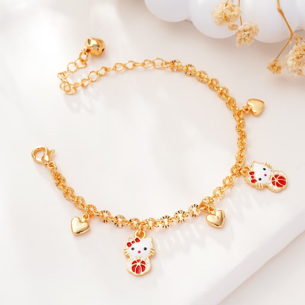 gelang emas anak hellokity love rantai