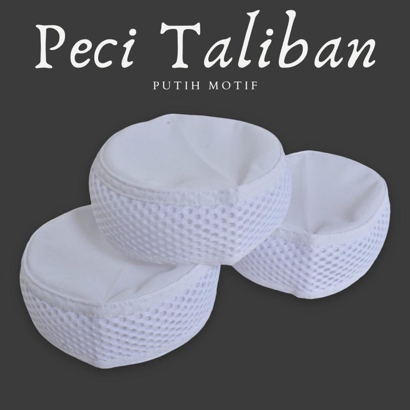 Peci kopiah Talibann putih polos lubang besar harga terjangkau bagus untuk anak dan dewasa