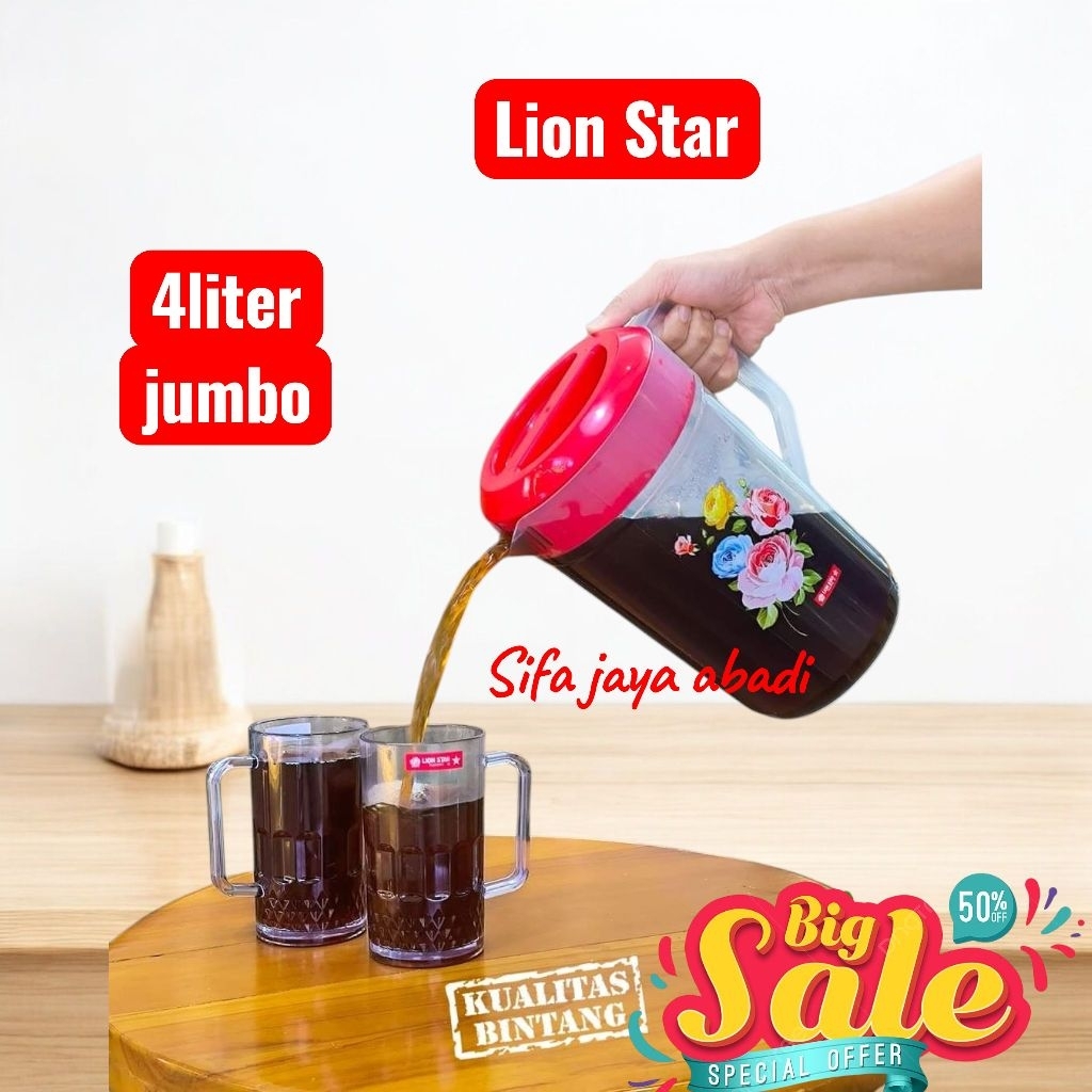 TEKO BESAR/TEKO PLASTIK UKURAN JUMBO/ WATER JUG 4,1 LITER TEKO AIR LION STAR