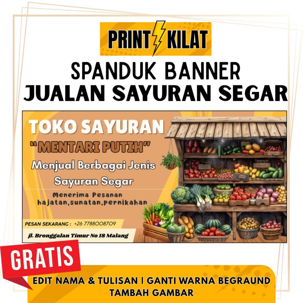 SPANDUK JUALAN BUAH | BANNER TOKO SAYURAN SEGAR