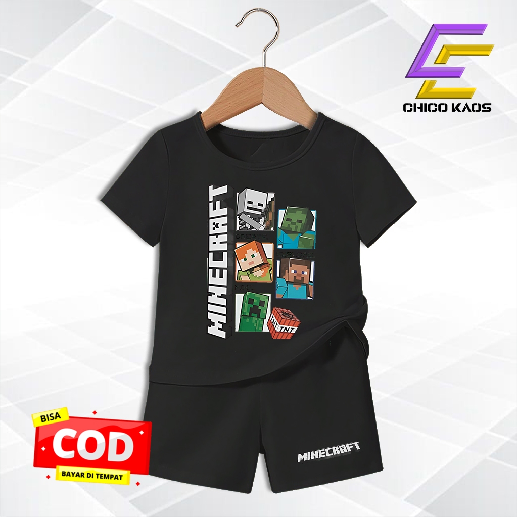 Baju Setelan anak karakter minecraft pocket edition terbaik  untuk anak