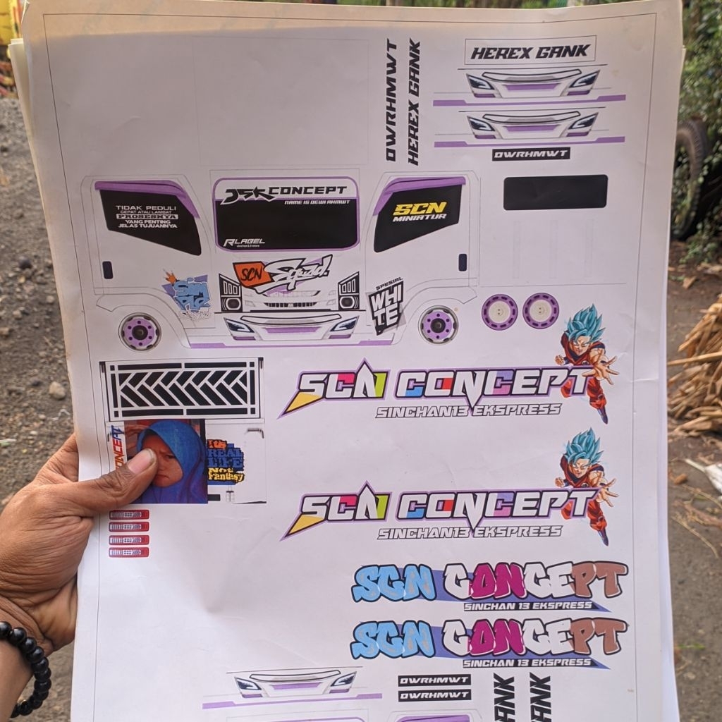 Pola Kabin Truk Giga Dancok Stile Herex(bonus stiker bak samping dan belakang)