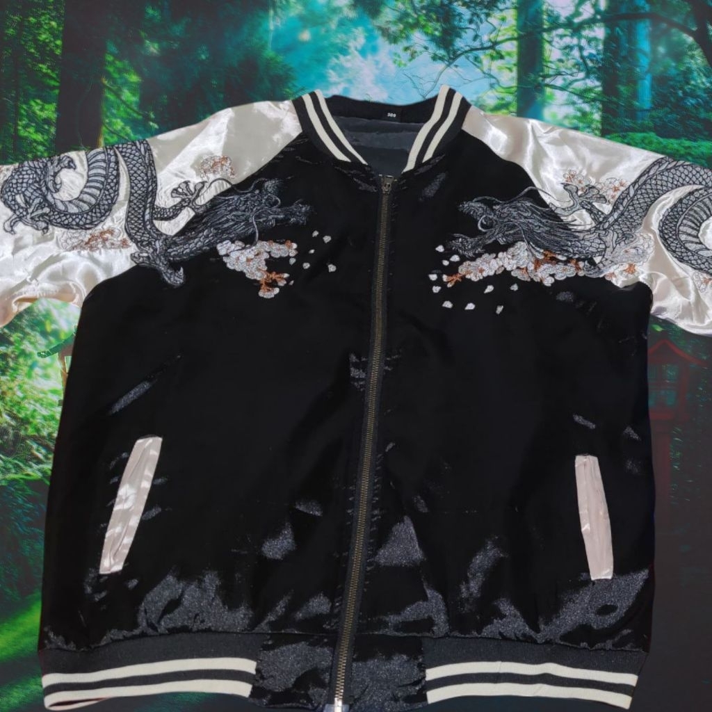 SUKAJAN DRAGON RYU MOON SAKURA FULL BORDIR [ RARE COLLECTION ]