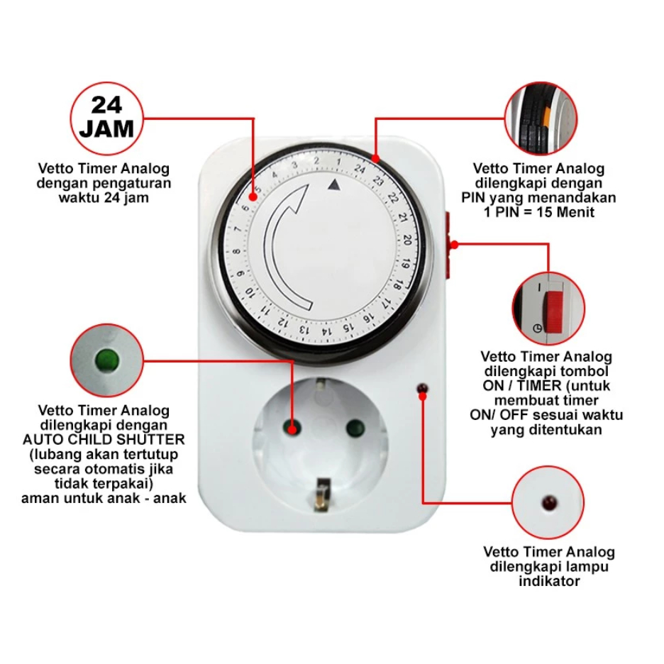 Timer Analog Colok Merek Vetto