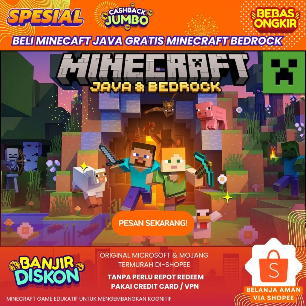 Minecraft Java & Bedrock Original PC Microsoft Mojang Game Termurah di Shopee