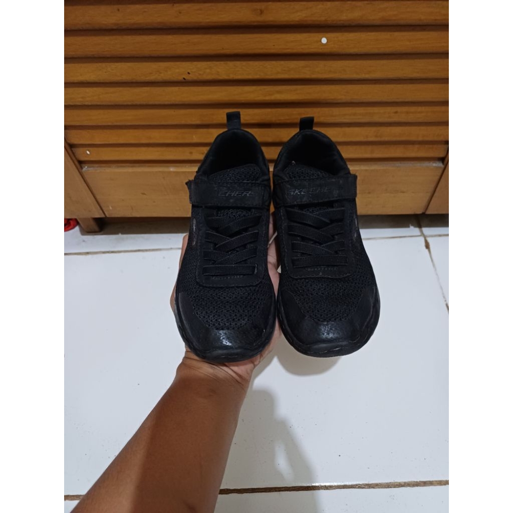 Sepatu Anak Skechers Kids Full Black Original