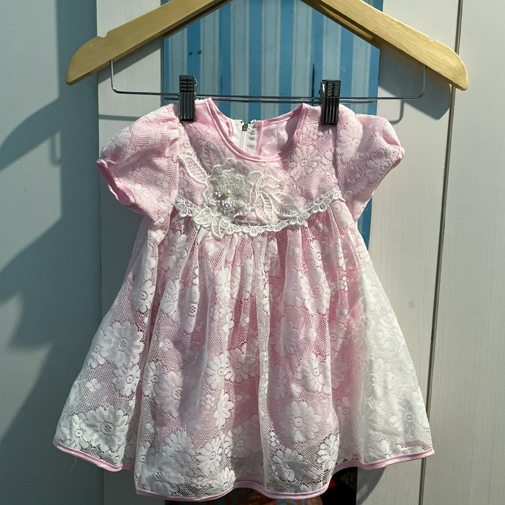 Preloved dress pesta bayi 1-2tahun pink