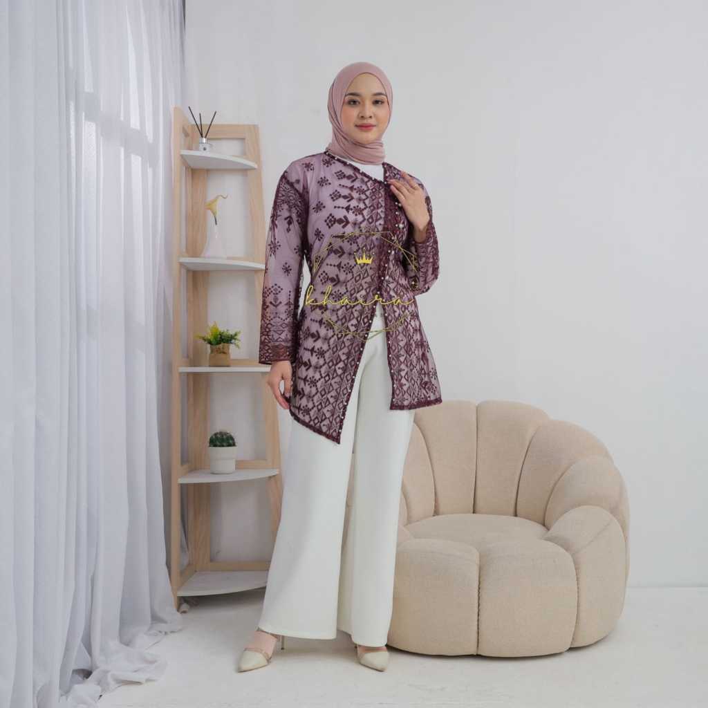 Outer brokat pul payet mutiara / Outer brokat keondangan wisuda / Outer brokat janggan lebaran pesta