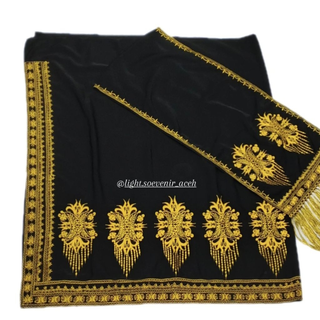 Kain Bordiran Motif Pintu Aceh Set Selendang/Kain Songket Aceh Bordir Pintu Aceh Cantik dan Mewah