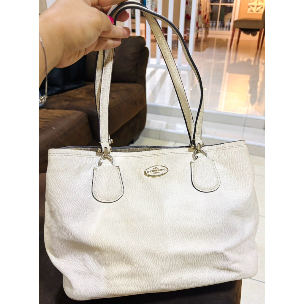 Tas Tote Besar Hitam Putih Blue Kulit Preloved