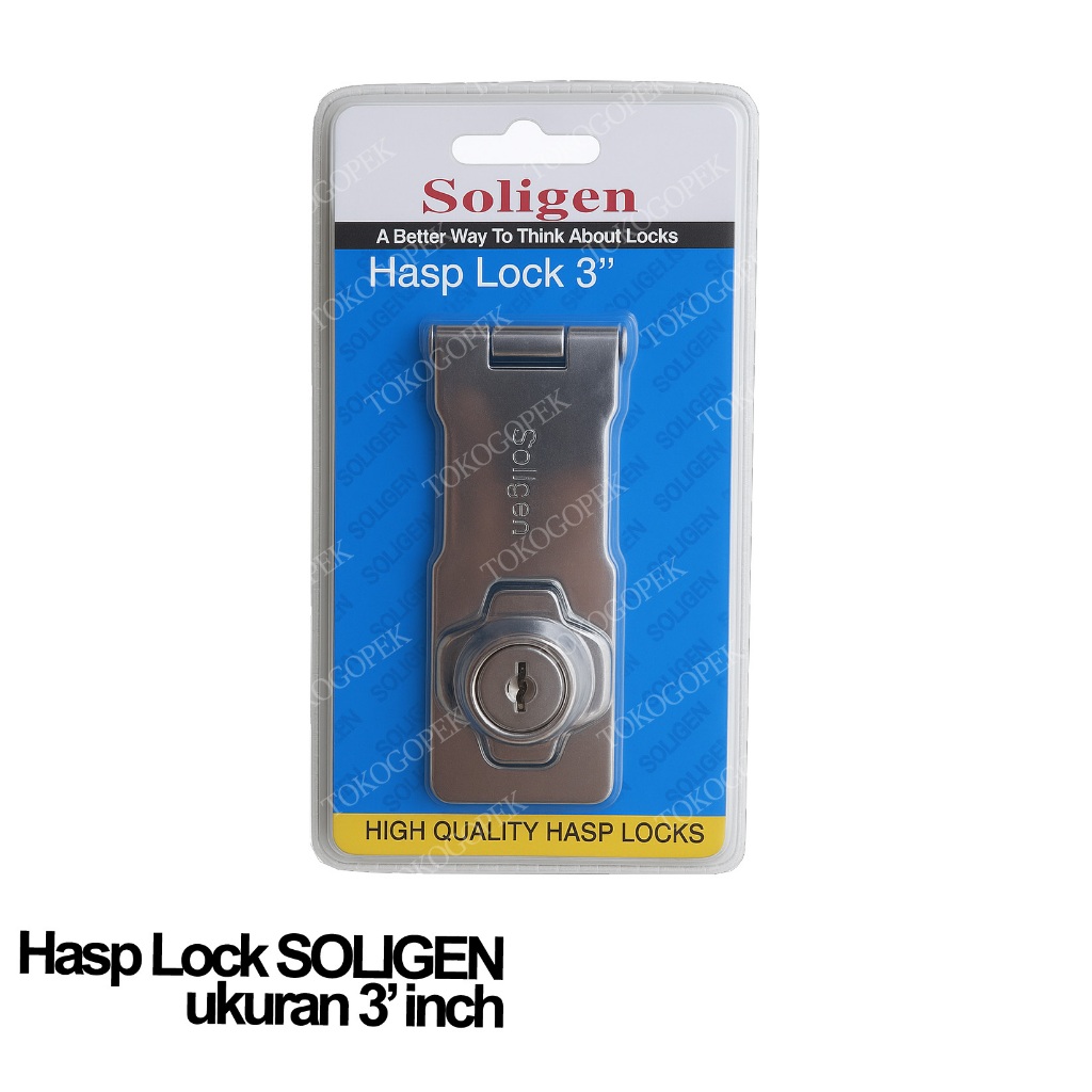 SOLIGEN HASP LOCK 3" / 4" OVERPAL GRENDEL GEMBOK STAINLESS STEEL