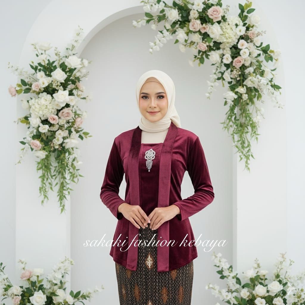 Kebaya Kutu Baru Bludru Modern | Kebaya Bludru Polos Wanita - Kebaya Bludru Kondangan Terbaru 2026