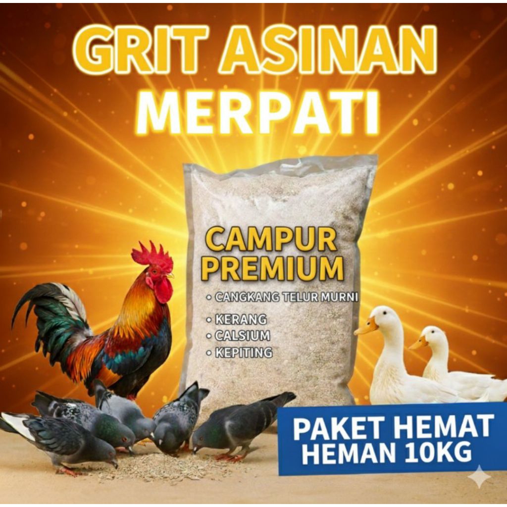 GRIT ASINAN MERPATI PREMIUM SUPER HALUS PAKET 10KG UNTUK MERPATI AYAM & UNGGAS