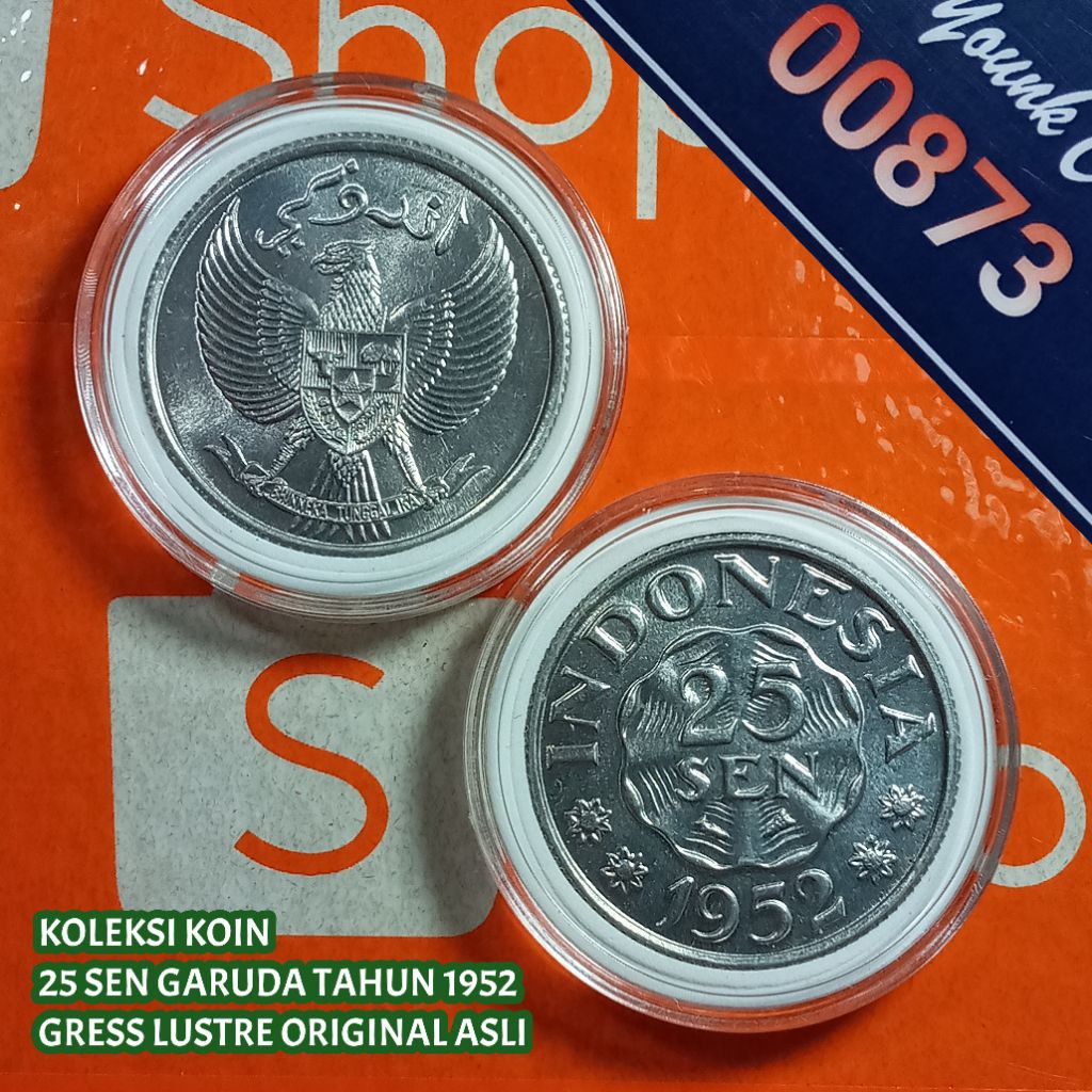 UKI0052Coin 25 Sen (GARUDA) Thn 1952 Gress Lustre Original