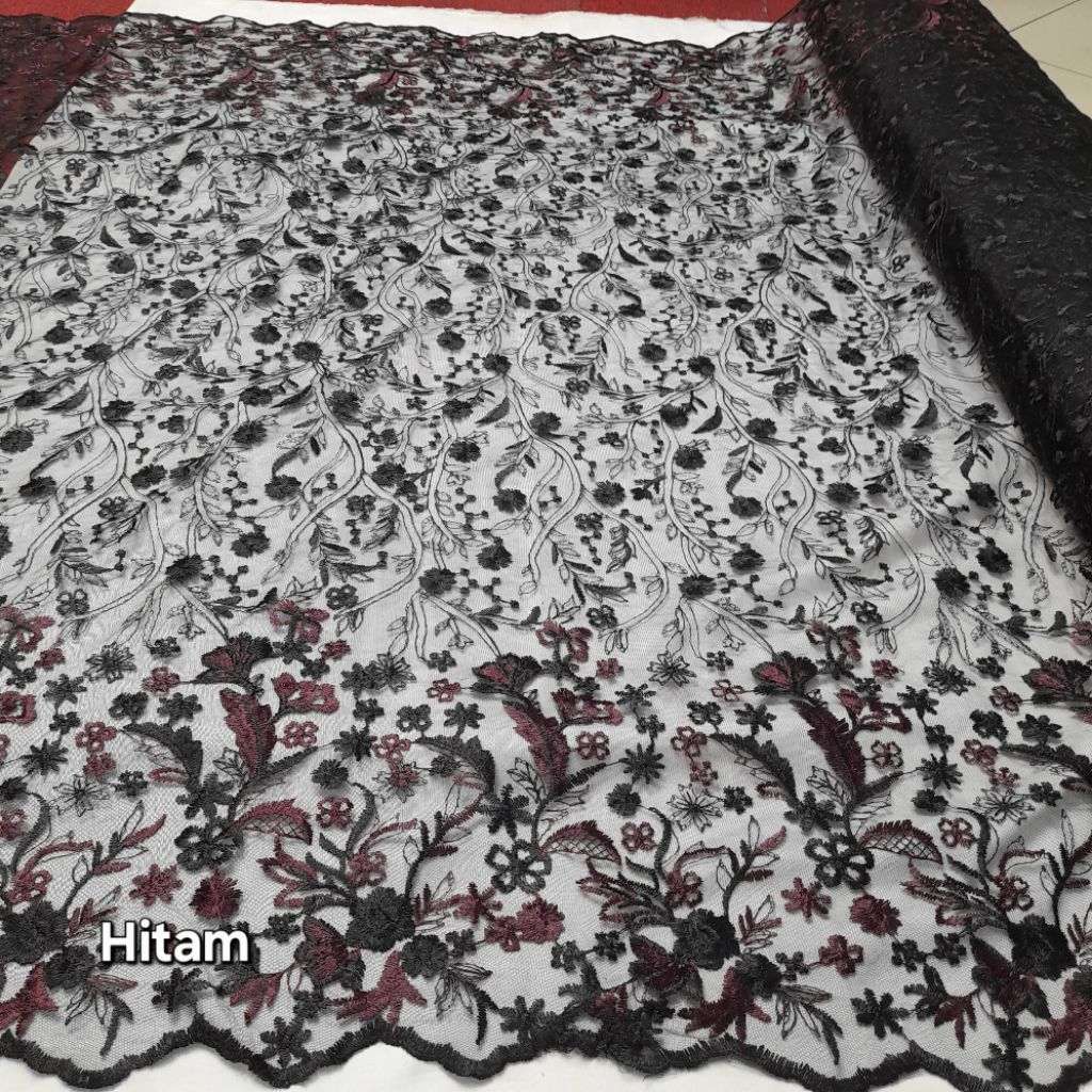 Kain tile bordir twotone premium / Kain tile twotene mewah