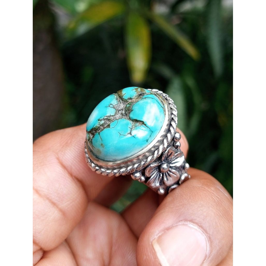 Natural akik Pirus biru motif Tapak Jalak