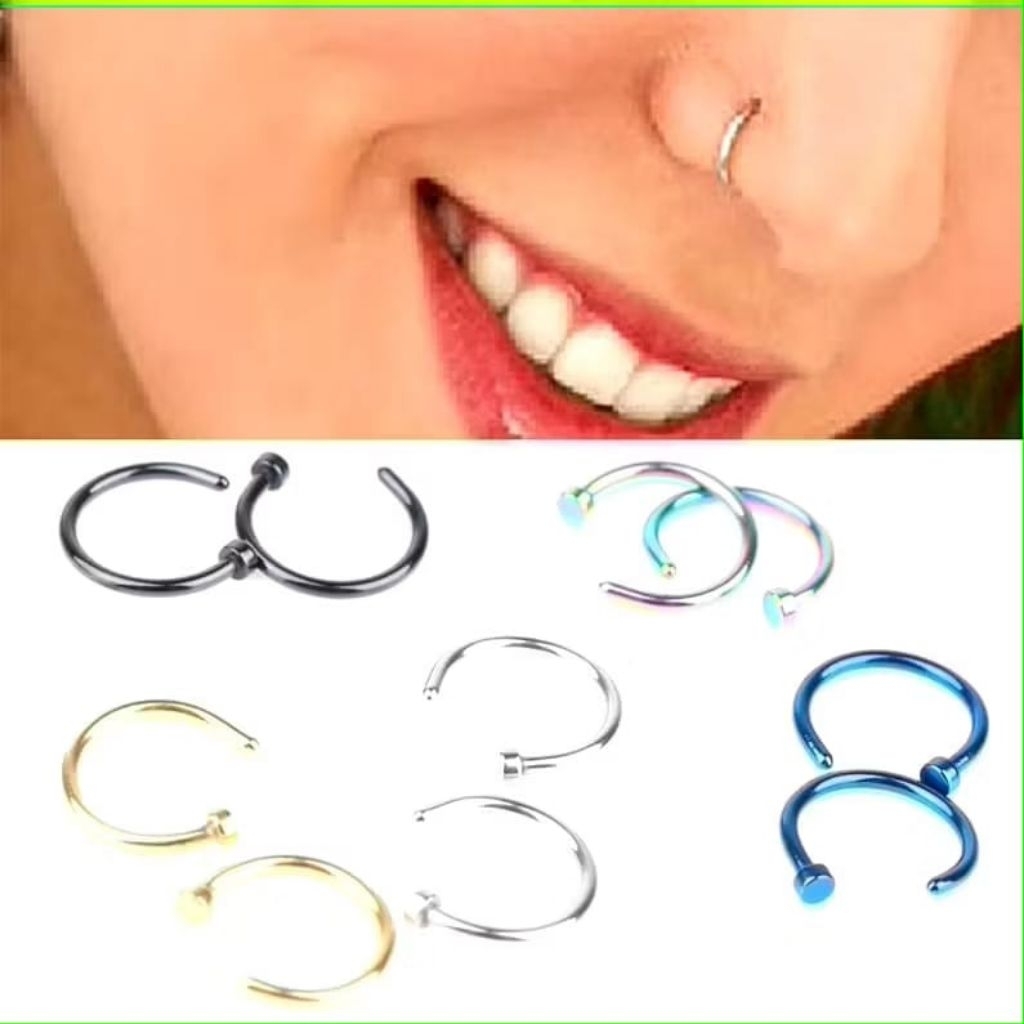 Cincin Hidung Polos Tanpa Tindik Hidung / Tindik bibir Palsu